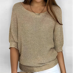 Selene - Neckholder‑Pullover in Khaki
