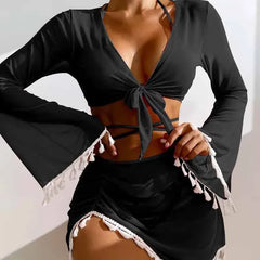 Eliza® | Modisches Bikini-Set mit Quasten für Damen in Schwarz