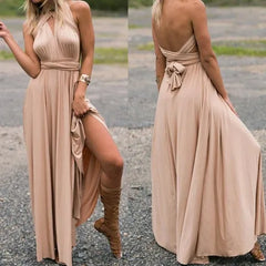 Marie - Wickel-Maxikleid - Vielseitig in Beige
