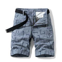 Summer thin multi pocket pure cotton workwear shorts men's oversized loose straight leg five point casual over knee beach shorts in GRAY
