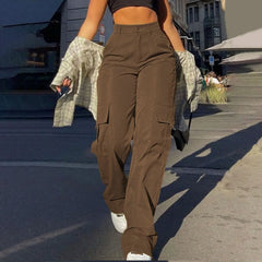 Patrice - Cargohose - Hohe Taille in Braun
