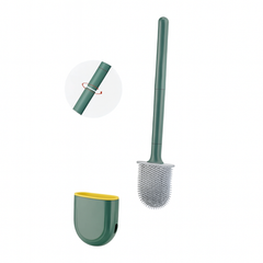 Silikon-Toilettenbürste mit Wandhalterung – Hygienische Toilettenbürste für müheloses Reinigen und schnelles Trocknen in Grün
