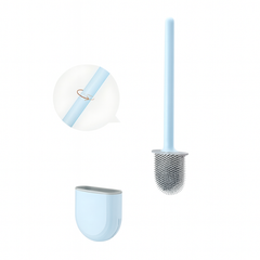 Silikon-Toilettenbürste mit Wandhalterung – Hygienische Toilettenbürste für müheloses Reinigen und schnelles Trocknen in Himmelblau