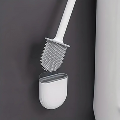Silikon-Toilettenbürste mit Wandhalterung – Hygienische Toilettenbürste für müheloses Reinigen und schnelles Trocknen in Weiß