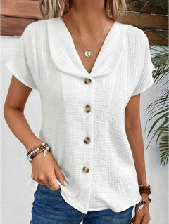 Simone - Schicke Damenbluse, Entspannter Sommertop Mit Button-Down-Design in Weiß