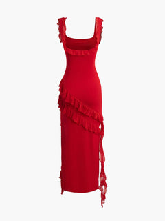 Romina Rüschen Kleid in Rot