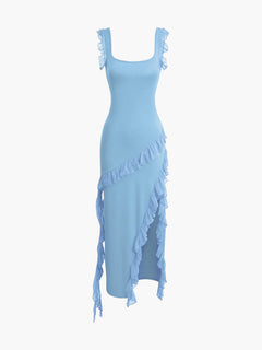 Romina Rüschen Kleid in Blau