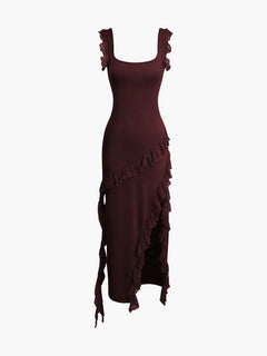 Romina Rüschen Kleid in Braun