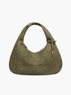 Gewebte suede Tasche XL in Grün