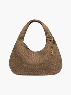 Gewebte suede Tasche XL in Braun