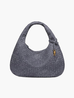 Gewebte suede Tasche XL in Blau