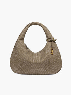 Gewebte suede Tasche XL in Beige