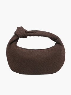 Gewebte suede Tasche medium in Kaffee