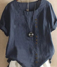 Sophia | Bequemes Sommertop aus Leinen in Blau