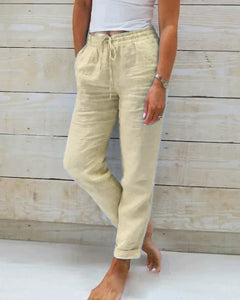 Alea - Damen Leinenhose in Beige