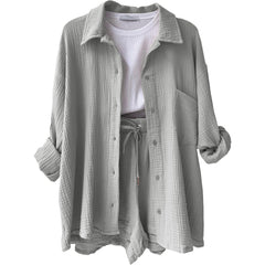 Leonie | Lässiges Baumwoll-Loungewear-Set in Hellgrau