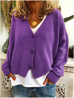 Annelie | Lockere Feminine Strickjacke in Lila