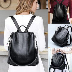 Stylischer, diebstahlsicherer Damenrucksack, strapazierfähig und wasserdicht in Schwarz