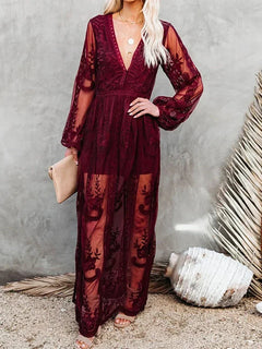 Tilda - Maxi-Kleid - Bohemian Spitze in Rot