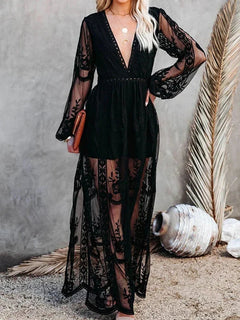 Tilda - Maxi-Kleid - Bohemian Spitze in Schwarz