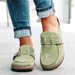 Tanja - Damen Sommer Wildleder Slip-on Clogs mit Schnallenstil in Grün