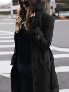 Tanya | Langer wasserdichter Trenchcoat in Schwarz