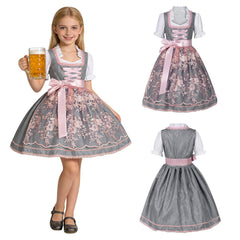 Traditionelles Kinderdirndl mit bestickter Organza-Schürze und Rüschenbluse für Mädchen in Dirndl Kinder Modell 3 (vorrätig)