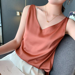 Karolin | atmungsaktives & bequemes Seiden Tanktop in Orange