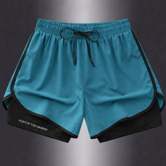 Geometrische Sportshorts für Damen – Stylisch und atmungsaktiv für Fitness und Laufen in Türkis