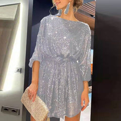 Twinkle | Elegantes  Mini Partykleid in Silbrig