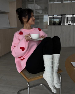 Jamie - Pullover - Bequemer Love Pullover in Rosa