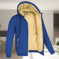Sadi - Lässige Herren Winterjacke mit Kapuze und Fleece in Königsblau