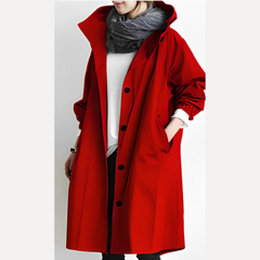 DuraCoat - Lange Windbreaker-Jacke mit Kapuze in Rot