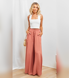 Jamie - Hosen mit weitem Bein, locker und hoch tailliert in Orange