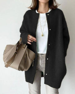 Letitia - Flauschige Strickjacke - Herbst-Oberbekleidung in Schwarz