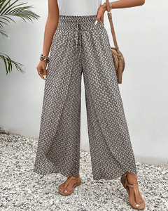 Stella | Lisette Hose mit weitem Bein und geometrischem Druck in Weiß