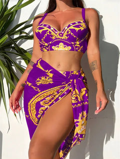 Eva® | Bohemian Push-Up-Badekleid mit Überzug in Lila