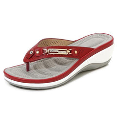 Darlene - Flip‑Flops mit niedrigem Absatz in Rot