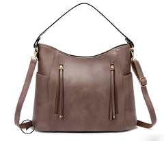 Georgia | Stilvolle Vintage-Ledertasche in Hellgrau