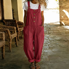 Tau™ Latzhosen-Stil Jumpsuit mit funktionalen Taschen in Rot