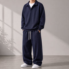 Valdren™ Herren 2-Teiliges Set Aus Strukturierter Strickware in Marineblau
