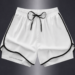 Geometrische Sportshorts für Damen – Stylisch und atmungsaktiv für Fitness und Laufen in Weiß
