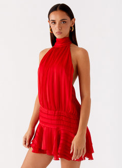 CECILE - Chiffon Mini Kleid in Rot
