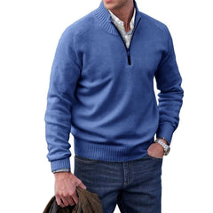 Kasper - Herren Fleece-Pullover mit viertel Reißverschluss in Blau
