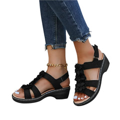 Freja Gepolsterte Ausrichtungs-Slipper – Stützende keilförmige Sandalen in Schwarz