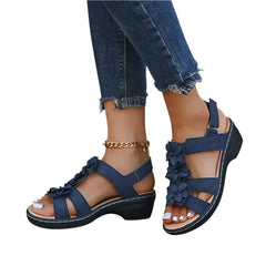 Freja Gepolsterte Ausrichtungs-Slipper – Stützende keilförmige Sandalen in Blau