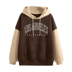 Damen Brief Sweatshirt mit langen Ärmeln Hoodie in Coffee