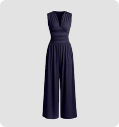 Zoey | Ärmellos Weites Bein Jumpsuit in Schwarz