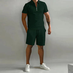 Poloshirt- und Shorts-Sommer-Set für Herren in Grün
