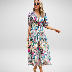 MONIA | CHARMING KLEID MIT V-AUSSCHNITT in Bunt